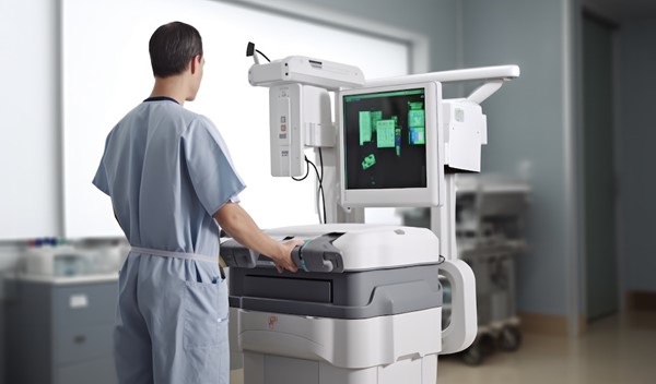 Mobile X-Ray technologist performing imaging on-site