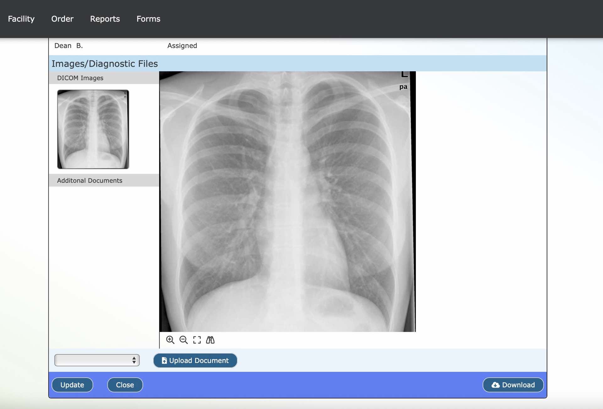 ClearView Diagnostics provider portal — study list view