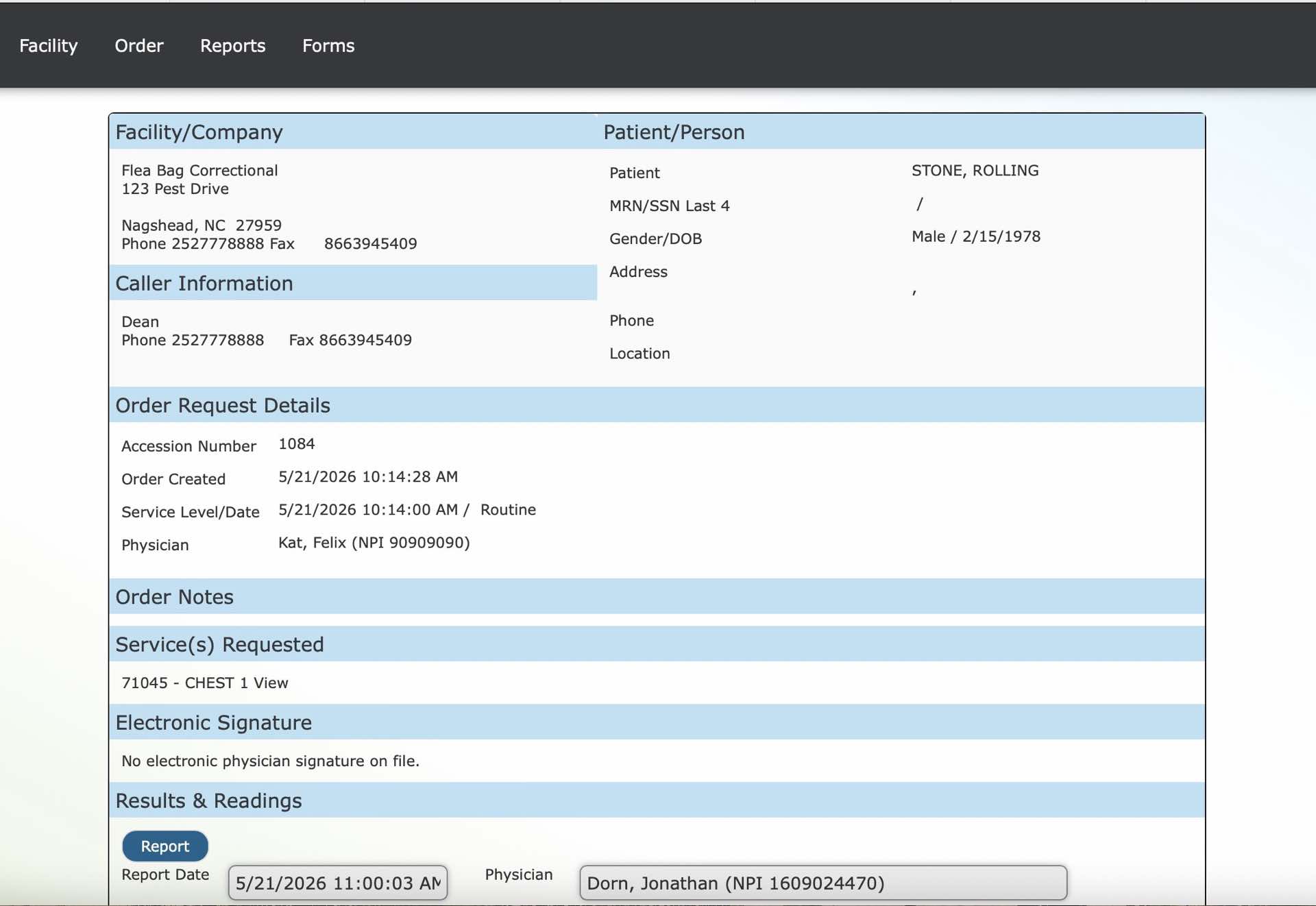 ClearView Diagnostics provider portal — patient study details